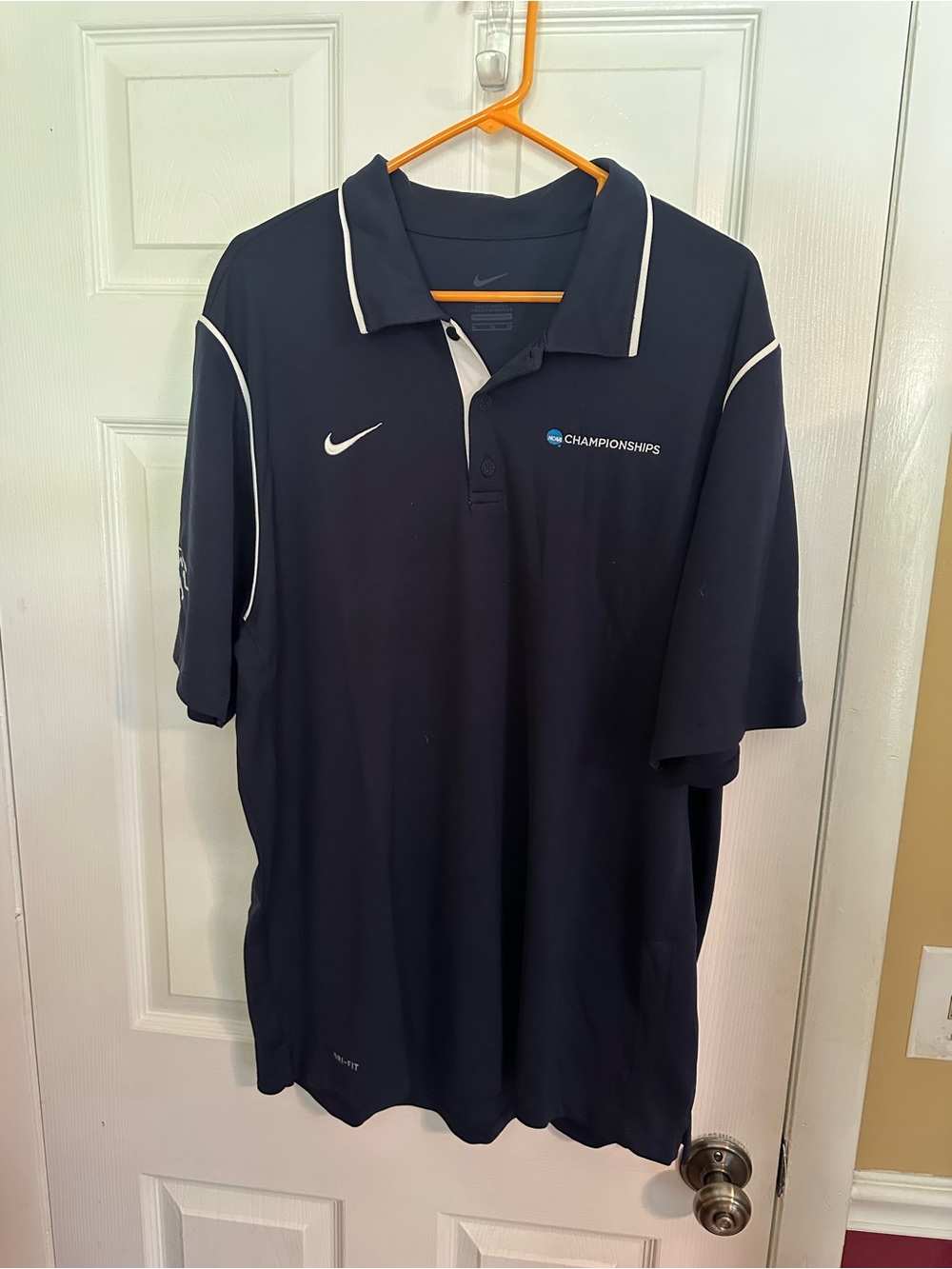 Nike Men's Navy Polo with White Trim - Championships Embroidered